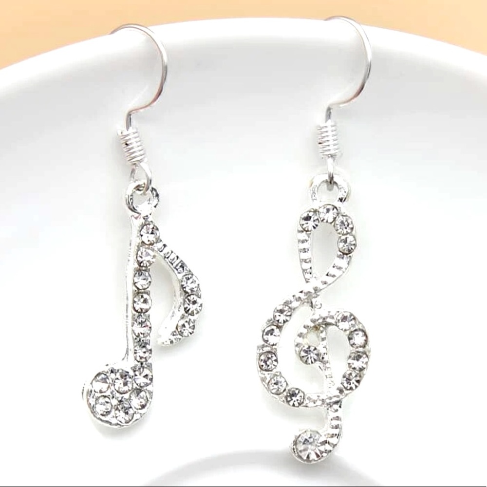 Cubic Zirconia Music Note Earrings